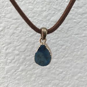 Leather and Blue Stone Choker
